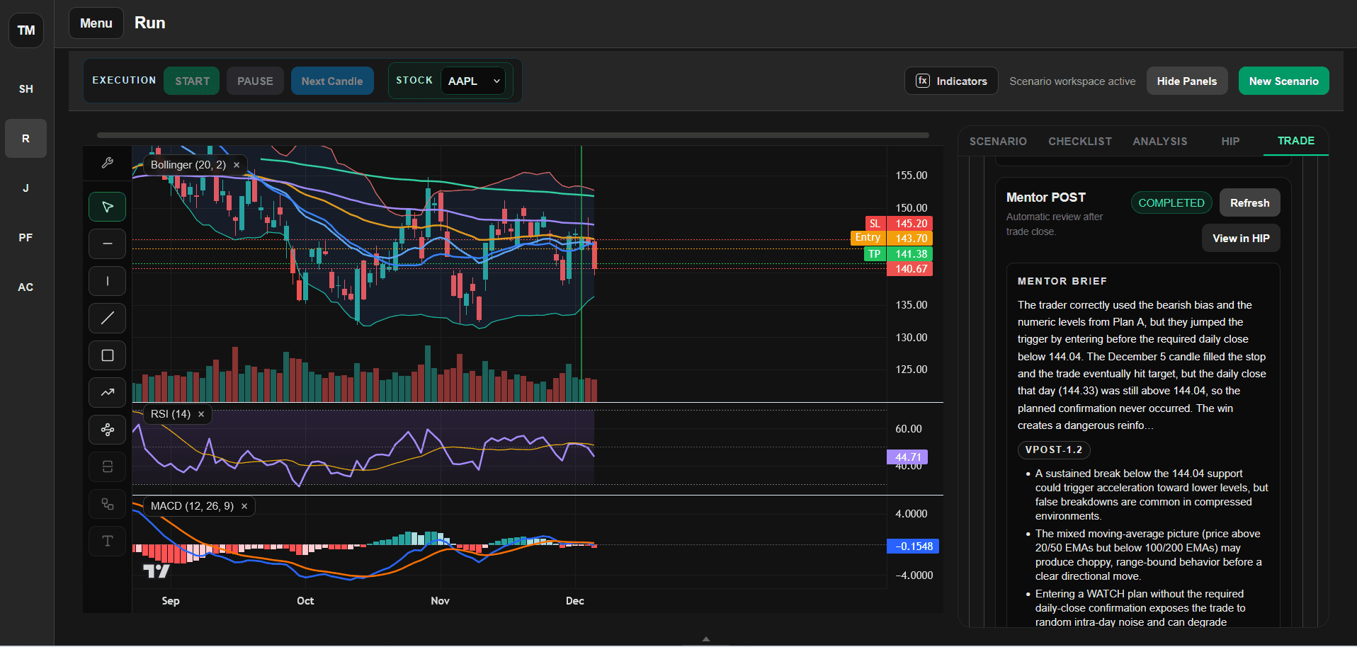 TradeMasterSim Mentor POST completed workstation screenshot